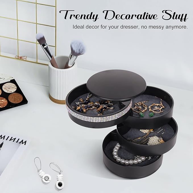 CONBOLA Jewelry Holder Organizer, Christmas Gifts Ideas for Women, Small Jewelry Storage Box Earring Holder, 5-Layer Rotating