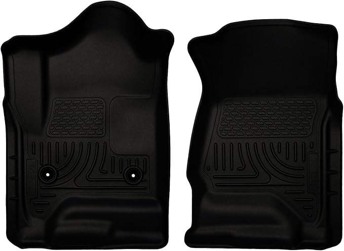 Husky Liners Weatherbeater Floor Mats | Fits 2014-2018 Chevrolet Silverado & GMC Sierra 1500 Standard CAB; 2015-2019 Silverado & Sierra 2500, 3500 Standard CAB | Front Row, 2-pc Black - 18241HUL