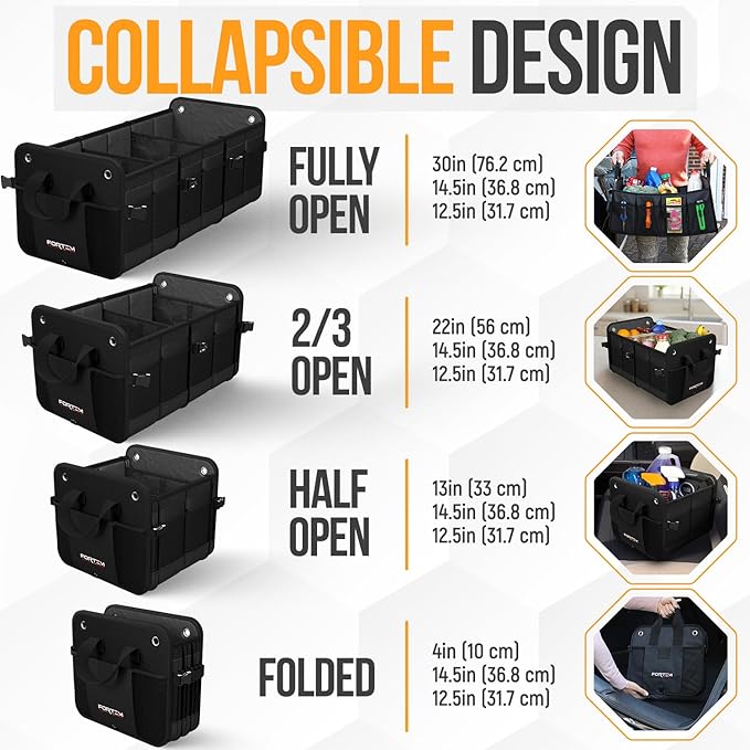 FORTEM Trunk Organizer with Cooler For SUV Car Organizer and Storage, Collapsible Multi-Compartment, Perfect Christmas Gifts Fo