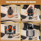 Car Cup Holder Expander, Adjustable 2-in-1 Vehicle Drink Holder Organizer with Non-Slip Base, Universal Fit for Cars, SUVs, T