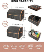 Owleys Rear Cargo Organizer For SUV | Set Of 17.7" & 21.6" Eco-Leather Crates | Foldable Car Storage With Magnetic Lids |