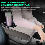 Car Center Console Armrest Pillow, Memory Foam Auto Armrest Box Cover with Cup Holder & Phone Holder, Waterproof Leather Arm Rest Protector Cushion, Interior Car Accessories (Diamond, Gray)