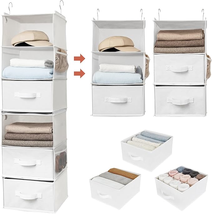 GRANNY SAYS 6-Shelf Hanging Organizer for Closet, Separable to 2 Pack 3-Shelf Hanging Shelves, Organization and Storage with 