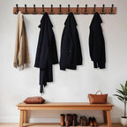 Wall Mount Coat Rack 47.3'' Burnt Brown Hanger - Rustic Towel Rack for Bathroom, Living Room - Hooks for Coats, Hats, Clothes