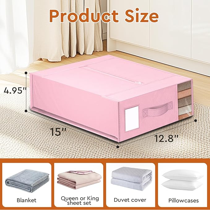 StorageTastic 6 Pack Bed Sheet Closet Organizers and Storage,Sturdy Foldable Storage Containers with Window and Label,Storage
