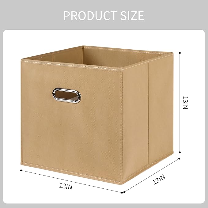 Black Fabric Cubby Storage Bins,13x13x13 Inches ,Cube Organizer Bin Foldable Storage Boxes with Dual Handles Fabric Organizer