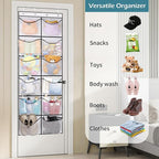 KIMBORA Over The Door Shoe Organizer 12 Large Mesh Pockets Boots Hanging Storage Shoe Rack for Closet White