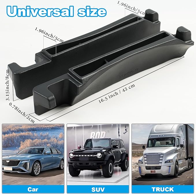 Car Seat Gap Filler with Drop Prevention & Storage Hook - Between Seats Console Organizer for SUV Truck - Car Accessories - Set of2 (Black)