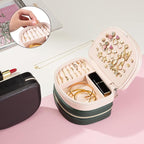 ProCase Travel Size Jewelry Box, Medium Portable Seashell-Shaped Jewelry Case, 2 Layer Jewelry Organizer in PU Leather for Wo