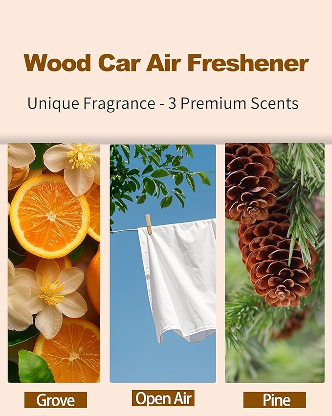 Car Air Freshener-The Original Wood Air Freshener for Visor Clip - Long Lasting Car Odor Eliminator and Scent Diffuser for Ca
