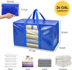BALEINE 4-Pack Oversized Moving Bags with Reinforced Handles, Heavy-Duty Storage Tote Moving Supplies for Packaging, Camping 
