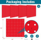 4 Pack Steel Peg Board,Universal 1/8 and 1/4 Pegboard Accessories,Ideal for Garage Tool Storage, Office Organization, Craft R