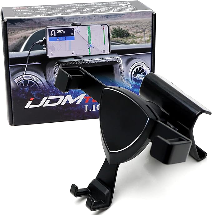 iJDMTOY Dashboard Direct Clip-On Mount Phone Gravity Holder Compatible with Jeep 2018-up Wrangler JL, 2020-up Gladiator JT (Won't Occupy Air Vent Opening)