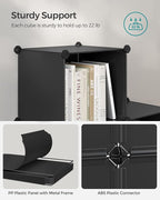 SONGMICS 6 Cube Storage Organizer, Modular Bookshelf, DIY Closet Organizers and Storage, Plastic Stackable Shelves, 14.6 x 13