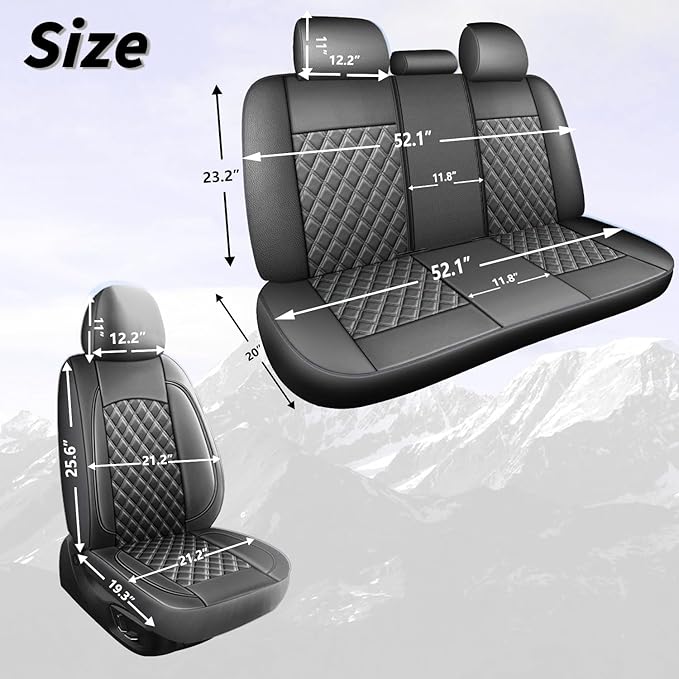 Leather Car Seat Covers, Breathable and Waterproof Napa Leather Automotive Seat Cover, Universal Interior for Cars,Sedans, SU