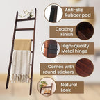 Blanket Ladder, 6-Tier Wooden Quilt Stand, Decorative Ladder Shelf, Leaning Shelf, Wall Leaning Blanket Ladder Towel Storage 