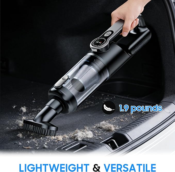Cordless Handheld Car Vacuum Cleaner for Car Interior, Strong Suction Portable Vacuum for Pet Hair & Quick Home Cleaning, Rec