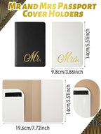 Jeyiour 6 Pieces Mr and Mrs Gifts Set for Couple Including Bride Baseball Caps Groom Mr and Mrs Luggage Tags Passport Covers 
