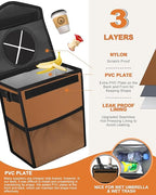 Car Trash Can with Lid, Cute Leakproof Car Trash Garbage Bag Hanging Vehicle Trash Bin Small Portable Automotive Garbage Cans Organizer for Back/Front Seat(Trapezoid,Brown)