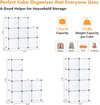 C&AHOME Cube Storage Organizer with Doors, 8-Cube Shelf, Closet Cabinet, DIY Plastic Modular Bookshelf, Storage Shelves Ideal