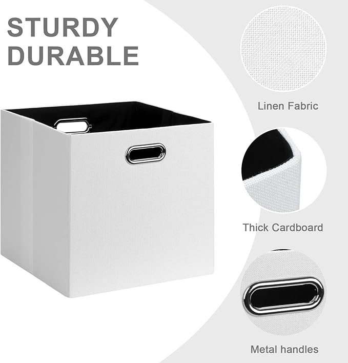 Posprica 11x11 Storage Cubes, Collapsible Storage Bins with Dual Handles, Fabric Foldable Storage Boxes Basket for Closet She