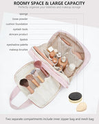 Makeup Bag, Travel Cosmetic bag, Toiletry Bag For Women, Make up Bag With Brush Storage, Hanging Toiletry Bag, Puffy Padded M