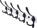 Dseap Wall Mounted Coat Rack - 5 Tri Hooks, Heavy Duty, Stainless Steel, Metal Coat Hook Rail for Coat Hat Towel Purse Robes 