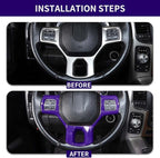Hoolcar Interior Steering Wheel Cover ABS Trim Compatible with 2010-2017 Dodge RAM Accessories, Purple