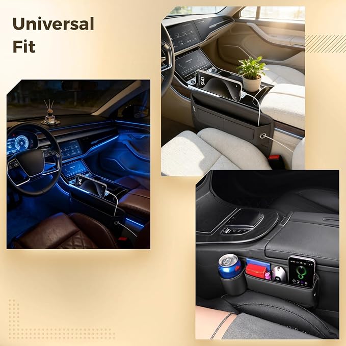 2 Pcs Car Seat Gap Filler Organizer, Universal Premium Leather Front Seat Side Organizer, Gap Filler for Car, Leather Car Storage Box with Multi-Pocket Design for Car Truck
