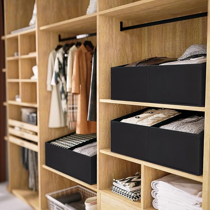 DIMJ Trapezoid Storage Bins for clothes - 4 Packs Closet Organizers and Storage Baskets, Foldable Closet Baskets with Handles