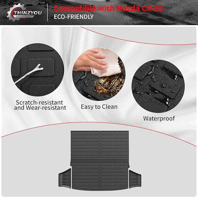 Floor Mats Compatible with 2023 2024 2025 2026 Mazda CX50 Trunk Mat Cargo Liner TPE All Weather Back Seat Cover Protector 2024 CX-50 Accessories (Trunk Mat+Backrest Mats+Floor Mats)