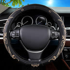 Car Leather Steering Wheel Cover - Panapi Material, Universal 14.5-15 Inch Leather Anti-Slip Breathable Auto Steering Wheel C