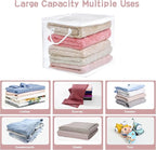 10-Pack Clear Zippered Storage Bags with Handles, Two-Way Zipper Foldable Closet Organizer, Bed Sheet Organizer, Plastic Stor