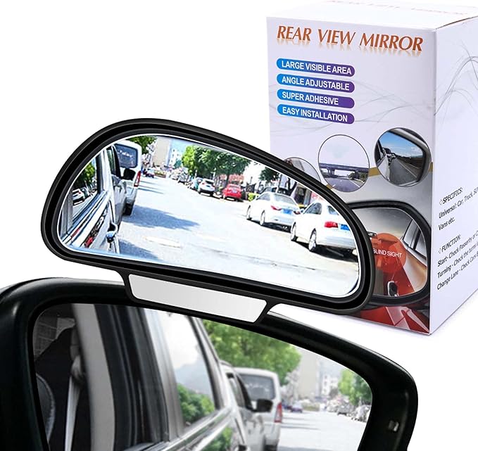 Car Blind Spot Mirrors(5.12 * 2.75in), Adjustable Auxiliary Universal Wide Angle Mirror for Universal Car SUV Mirrors Strong Adhesive HD Glass Mirror Frame Thickness Less than 5MM (R)