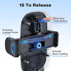 1Zero Easy One-Button Release CD Phone Holder for Car, Universal Air Vent & CD Slot Phone Mount, Thick Cases Friendly Cell Phone Holder for iPhone, Google, Samsung, Moto & Other Smartphones (Clamp)