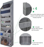 3in1 Over The Door Shoe Organizer with 5 Slanted Compartments,Removable Storage Bin & Transparent Pockets,Thickened Waterproo