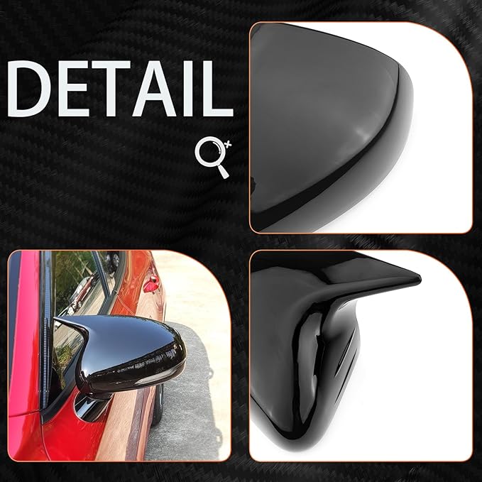 ABS Exterior Mirror Cover Side Rearview Mirror Cover Cap Horn Style Glossy Black ABS Exterior Mirror Cover Compatible with Kia Stinger 2017-2024 Accessories