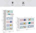 SONGMICS Kids' Shoe Rack with Doors, 6-Slot Stackable Storage Organizer, Plastic Wardrobe, Toys, Books, Clothes, 12.2 x 16.9 