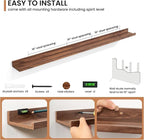 Fun Memories Picture Ledge Shelves Set of 2, 55 Inch Rustic Wall Mounted Floating Shelves with Lip for Home Storage and Décor