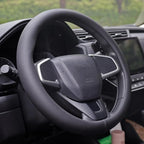 XHRING Car Steering Wheel Cover for Volvo XC90 XC60 S60 XC40 S90 S80 S70 XC70 V90 V70 V60 V50 V40 S50 S40 L200 C70 C30 T5 Momentum B5 R-Design T8 Recharge Accessories, Leather Black 14 ½''-15''