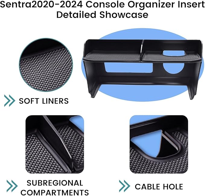 Compatible with Nissan Sentra Center Console Organizer 2020-2025 [2PACK Not Fit S Trim], for 2024 2025 Nissan Sentra SV/SR Center Console Divider 2020-2025 Sentra Center Console Insert Tray
