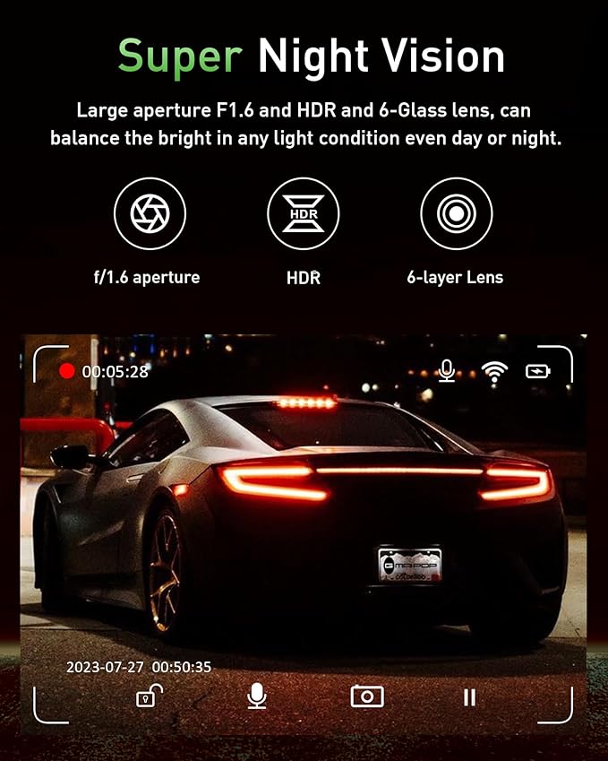 Dash Cam Front and Rear,4K+1080P WiFi Dual Dash Camera for Cars with App, 3" IPS Dashboard Camera Recorder,Night Vision,24H/7