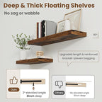 24 Inch Floating Shelves for Wall, 8 Inch Deep Floating Shelf for Storage & Display, Wall Mounted Shelf with Invisible Bracke