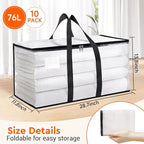 BlissTotes Clear Moving Bags Heavy Duty, 76L Extra Large Storage Bags with Zipper & Reinforced Handles, Waterproof PP Moving 