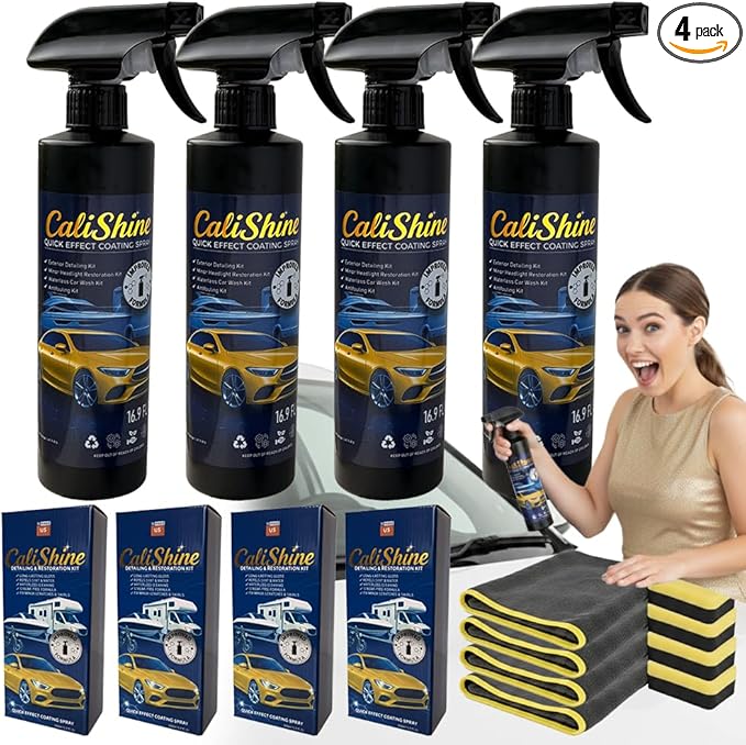 CaliShine Quick Effect Coating Spray - 16.9 fl oz Waterless Ceramic Car Wax Coat - Detail Polish & Cleaner for Cars Boat Body