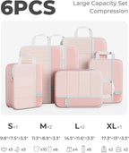 Percover Compression Packing Cubes 6-Piece Set, Packing Cubes Compression for Travel with Multi-Size Organization, Travel Org