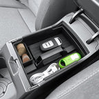 for 2025 2026 Kia K4 Center Console Organizer for Kia K4 (LX/LXS/EX/GT-Line/GT-Line Turbo), with Small Handle+Coin Holder, Durable ABS Plastic&Anti-Slip Console Tray 2026 2025 K4 Accessories