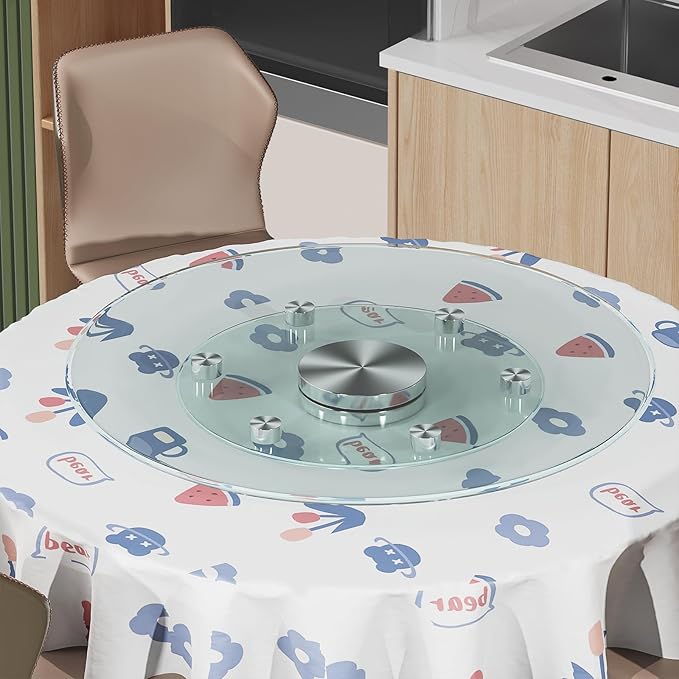 20" Large Lazy Susan for Dining Table Kitchen Glass Turntable with Aluminum Alloy Bearing, Smooth Swivel