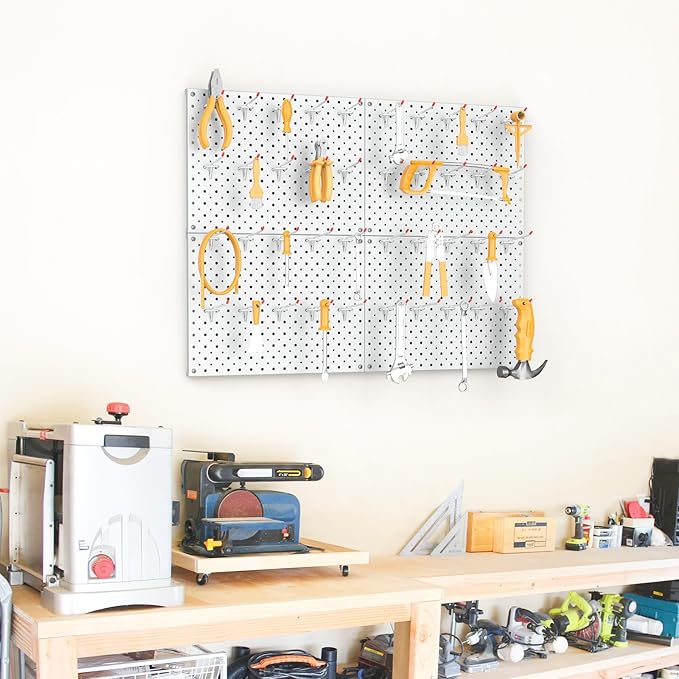 TORACK Metal Pegboard Panels and Hooks for Garage, Workbench, Shop, Shed Tool Organizer Peg Board with 1/8" & 1/4" Holes, Mod