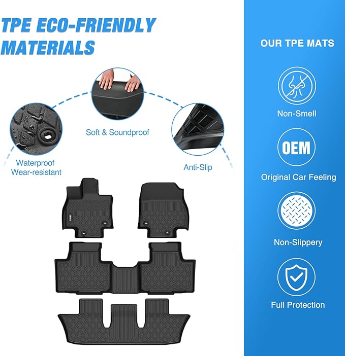 Nilight TPE Floor Mats for Toyota Grand Highlander 2024 2025 2026 with Subwoofer (Include Hybrid) Lexus TX350 2024 2025 2026, All Weather Custom Fit Heavy Duty Floor Liners